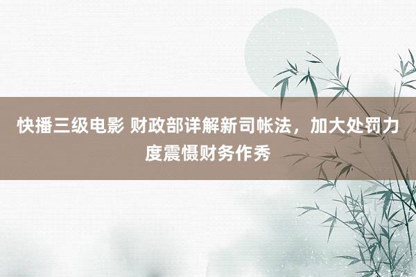 快播三级电影 财政部详解新司帐法，加大处罚力度震慑财务作秀