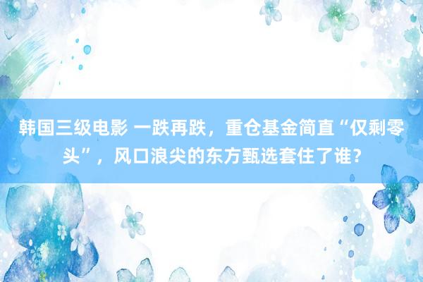 韩国三级电影 一跌再跌，重仓基金简直“仅剩零头”，风口浪尖的东方甄选套住了谁？